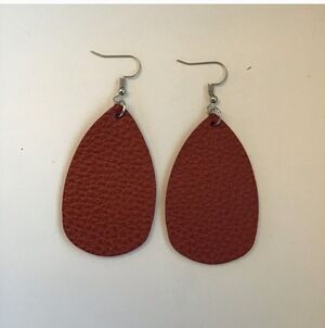 🎄$8 Each or 2/$10🎄🆕Handmade Sterling Silver 3" Faux Leather Teardrop Earrings